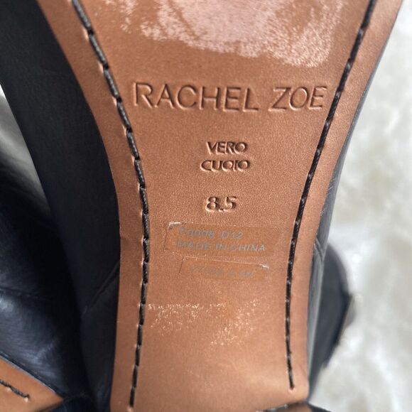 Rachel Zoe Women's 8.5 Claudia Black Leather Suede Slouch Buckle Heeled Boot - Picture 9 of 9